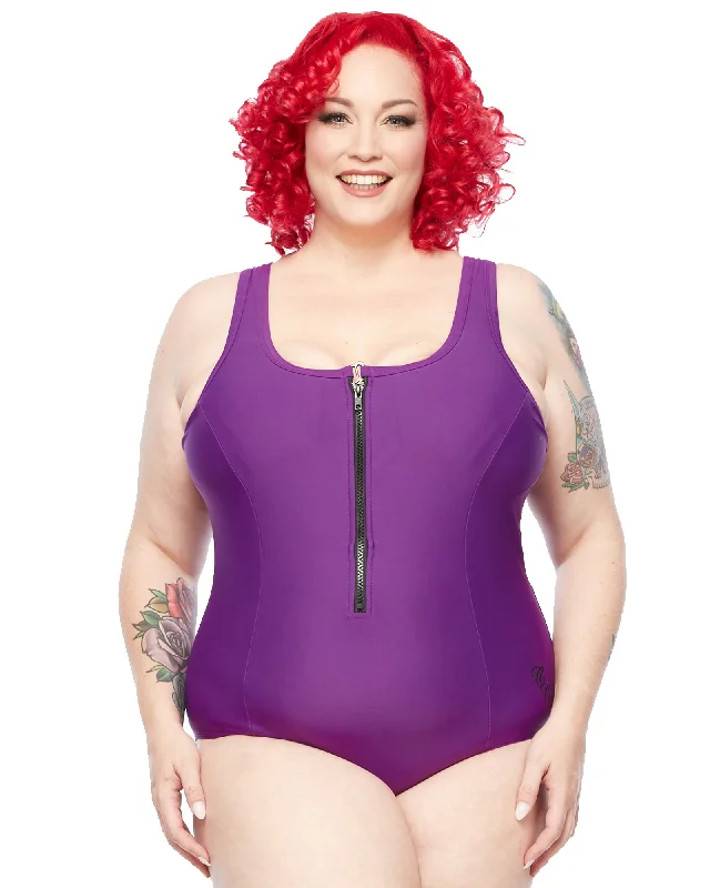 Spring Wardrobe Racer Back Swimsuit - Zip