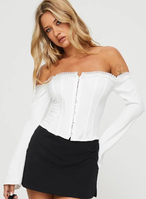 Stylish Savings Avaah Off The Shoulder Top White