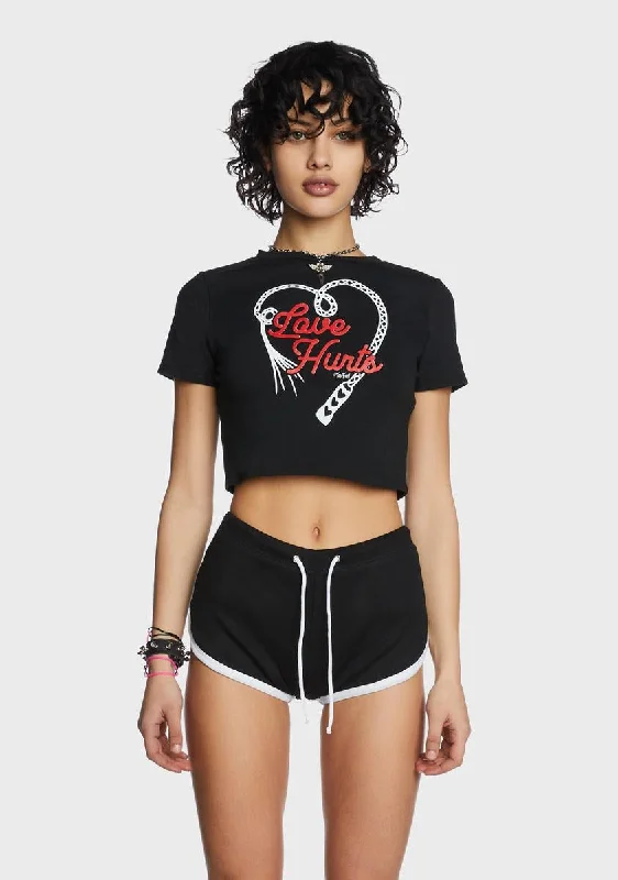 All Season Basics Discount Love Hurts Crop Tee