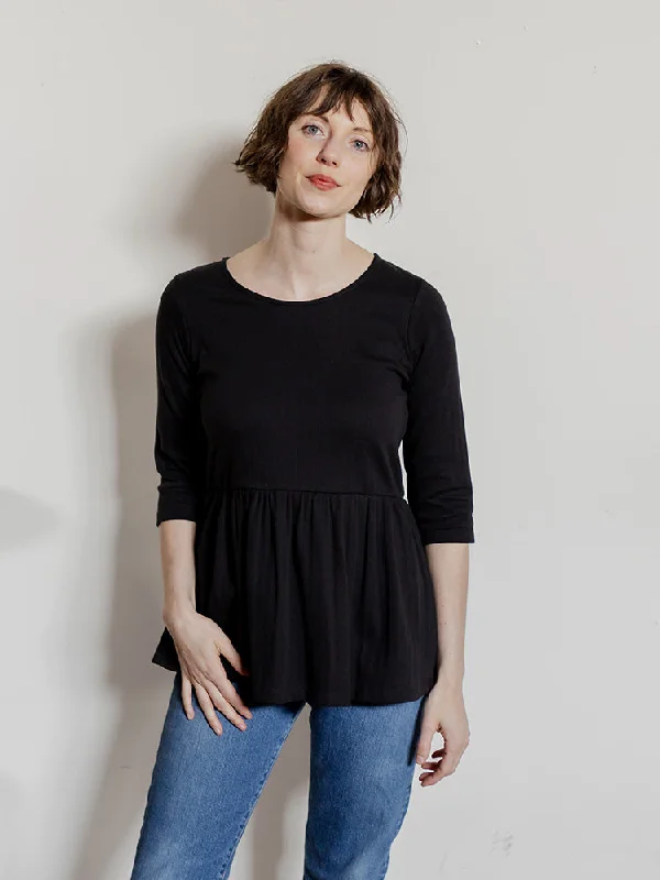 Effortless Everyday Wear Paloma Top - Black Rib Knit