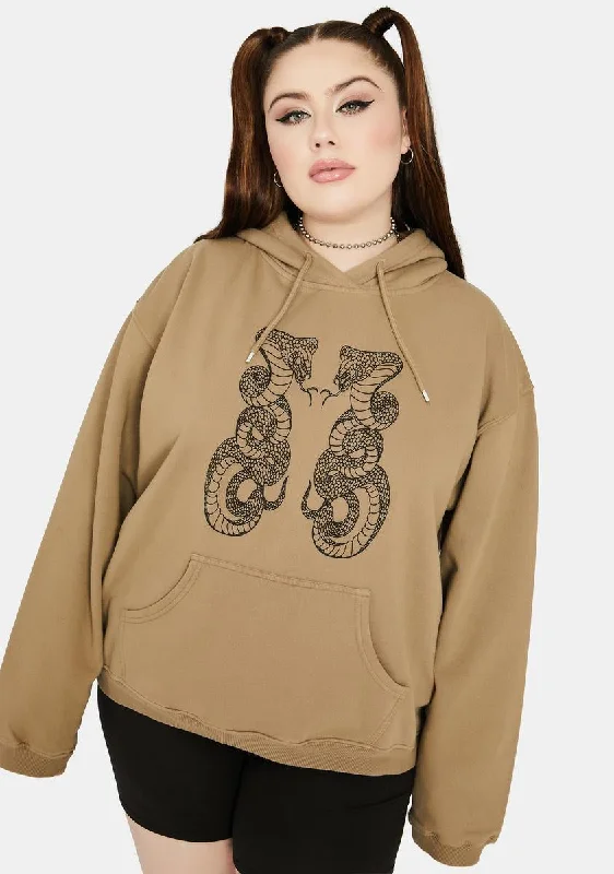 Unleash Your Trendy Side Plus Double Cobra Snake Hoodie