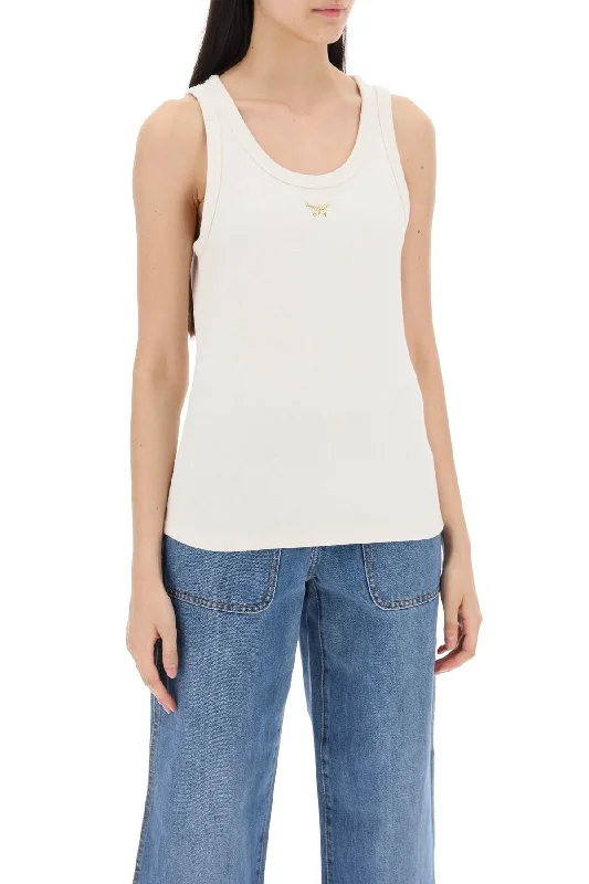 Big Discounts Mcm Textured Sleeveless Top With Logo