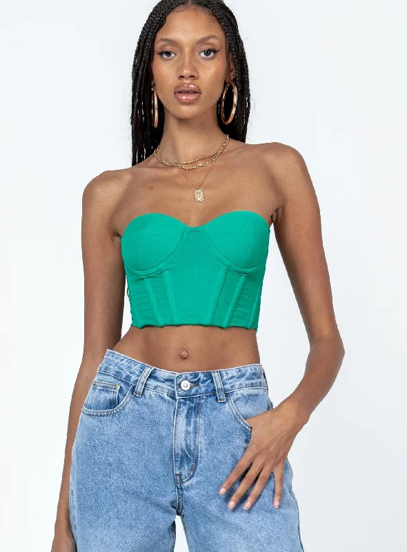 Mega Sales Endless Love Mesh Corset Top Green