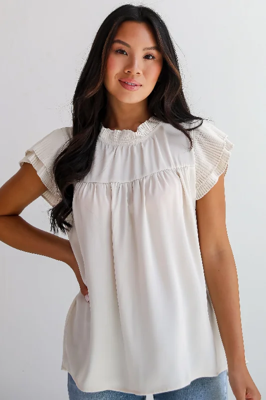 Sophisticated Style Convincing Aesthetic Cream Ruffle Blouse