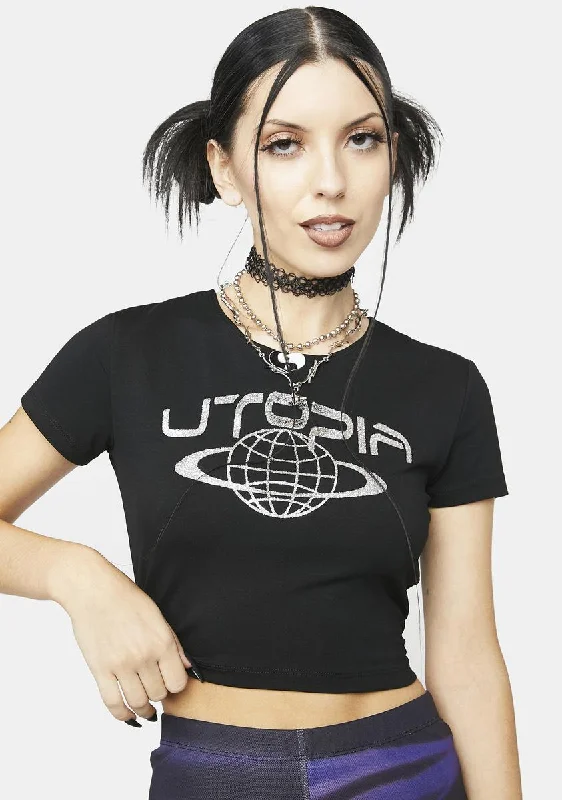 Fast Fashion Favorites Utopia Shrunken Graphic Crop Tee