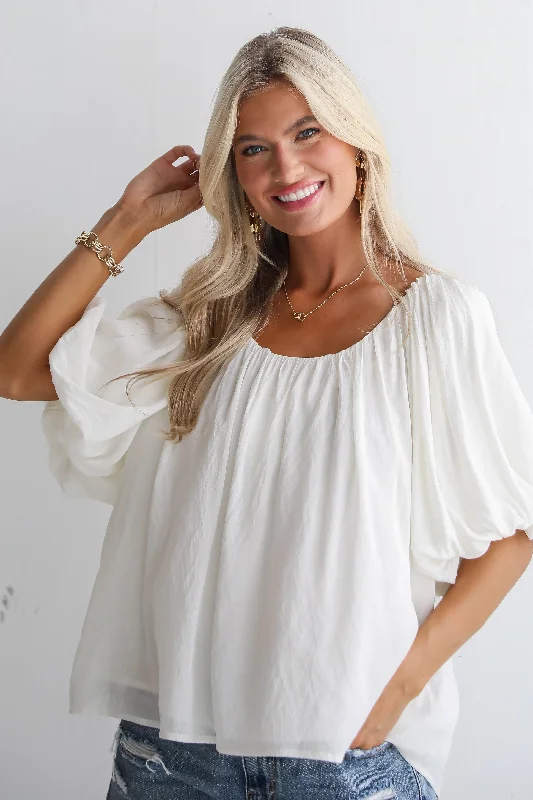 Limited Time Offer Classic Moment Off White Puff Sleeve Blouse