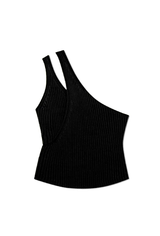 Hot Brand Discounts Jenni Ribbed One Shoulder Top In Black