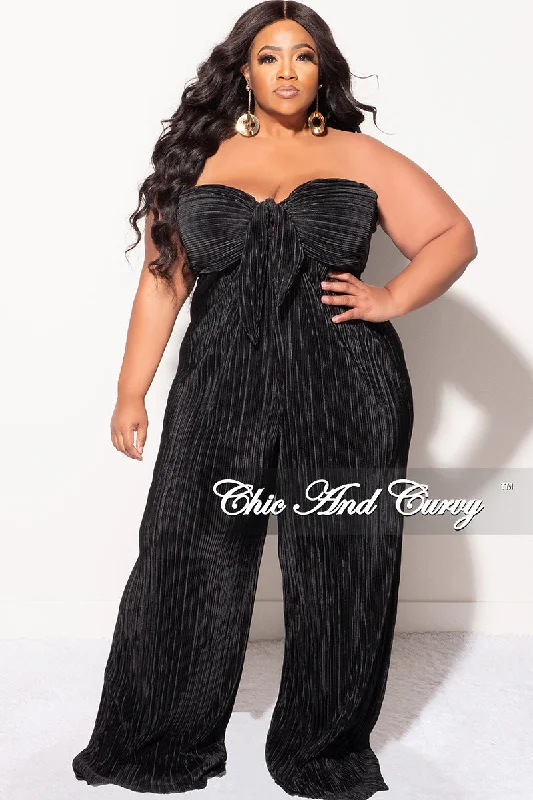 Sale Event, Prices Rock Final Sale Plus Size Strapless Pleated Jumpsuit Black