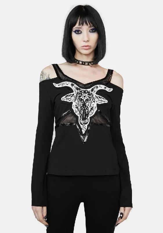 Clearance Event Baphomet Cold Shoulder Top