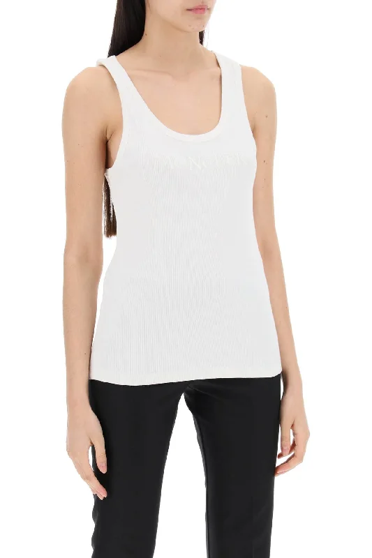 Fashion Forward Moncler Sleeveless Ribbed Jersey Top