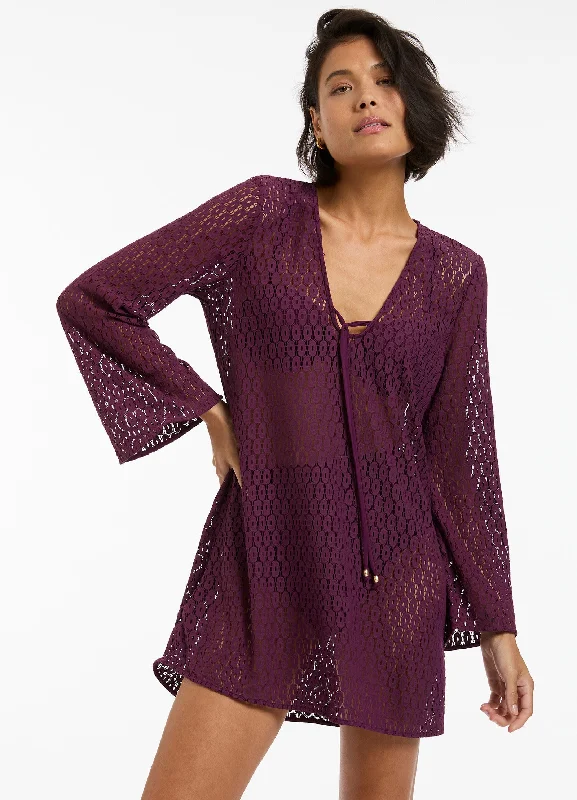 Gift Ideas Stretch Lace Kaftan - Port