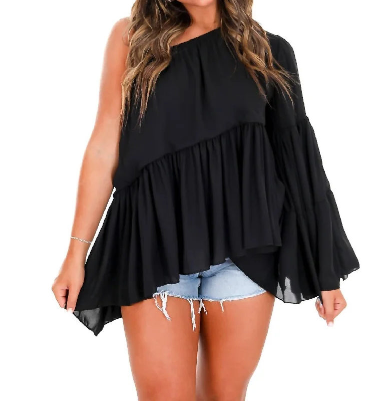 Stylish Statements Lost On You One Shoulder Top In Black