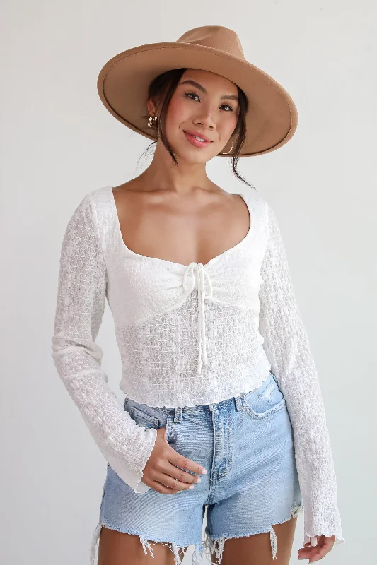 Bold Fashion FINAL SALE - Trendsetting Cuteness White Mesh Blouse