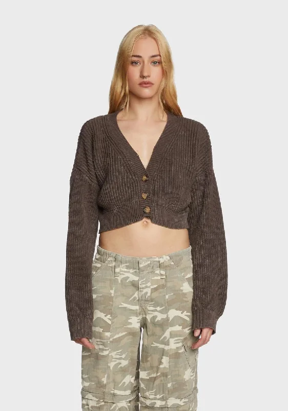 Stylish Looks Washed Rib Cropped Cardigan