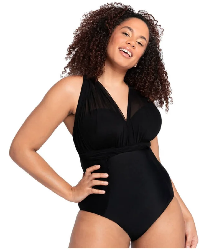 Eclectic Style Wardrobe Curvy Kate Wrapsody Bandeau One Piece Swimsuit - Black