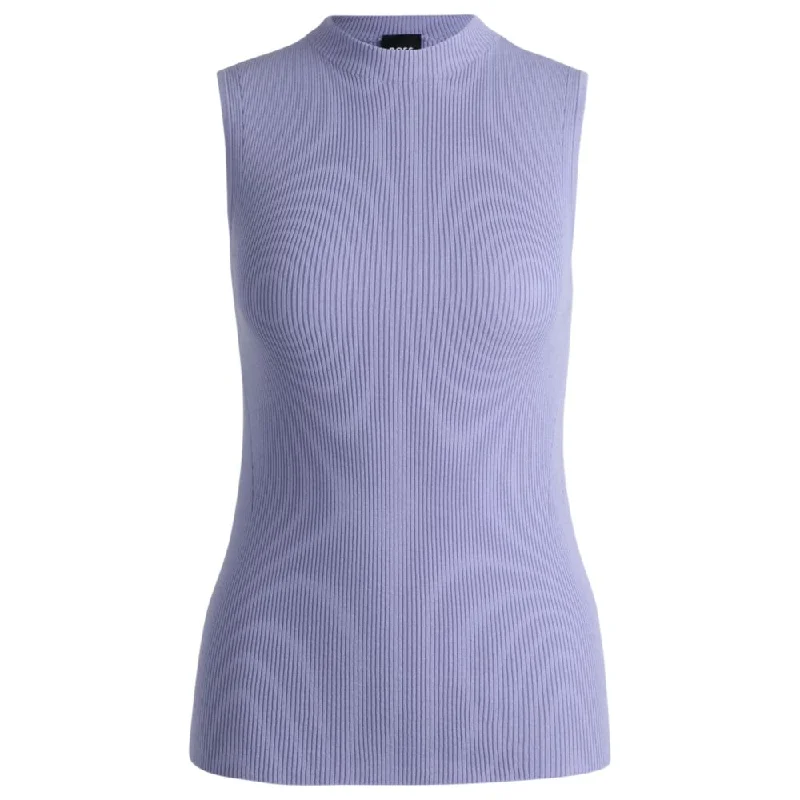 Mega Sale Sleeveless mock-neck top in ribbed fabric