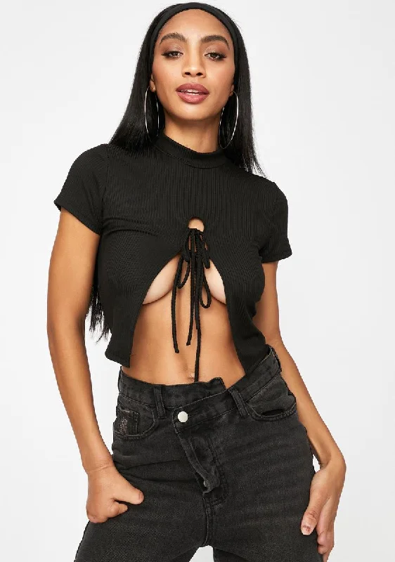 Sophisticated Cut Could've Been U Front Tie Crop Tee