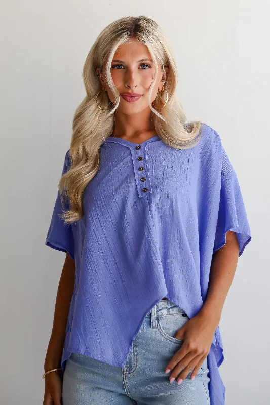 Limited Stock FINAL SALE - Elevated Tendencies Periwinkle Contrast Blouse