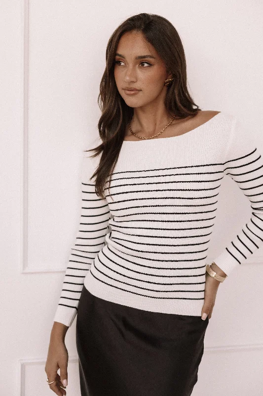 Elegant Clothing Kiersten Knit Top - White Black