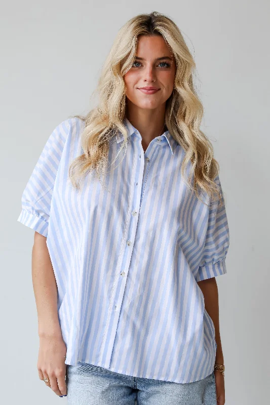 Fashion Essentials FINAL SALE - Breezy Cutie Light Blue Striped Blouse