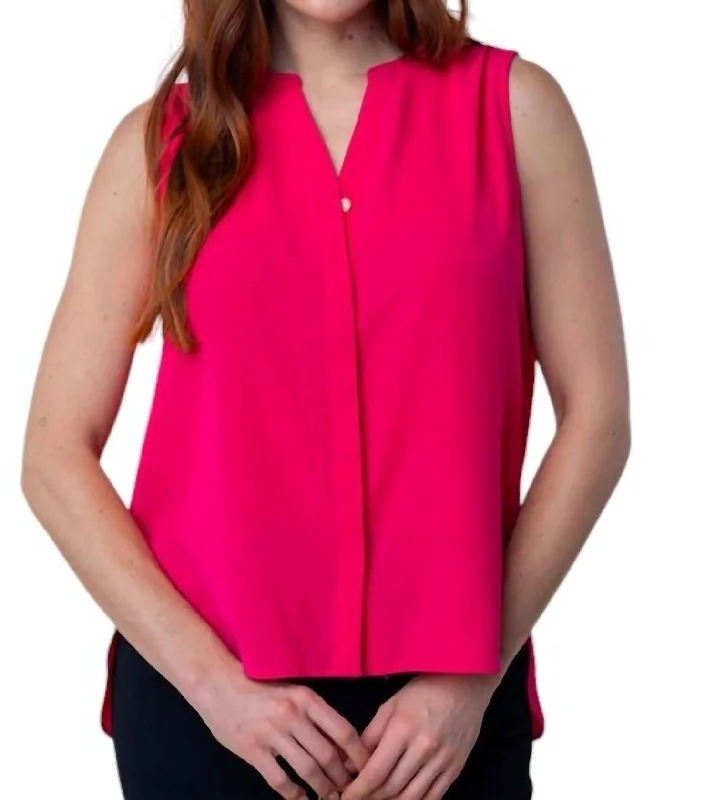 Effortless Everyday Wear Sleeveless Solid Woven Top In Fuchsia