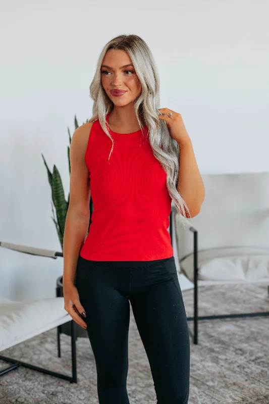 Limited Time Deal Maude Ribbed Tank - Cherry