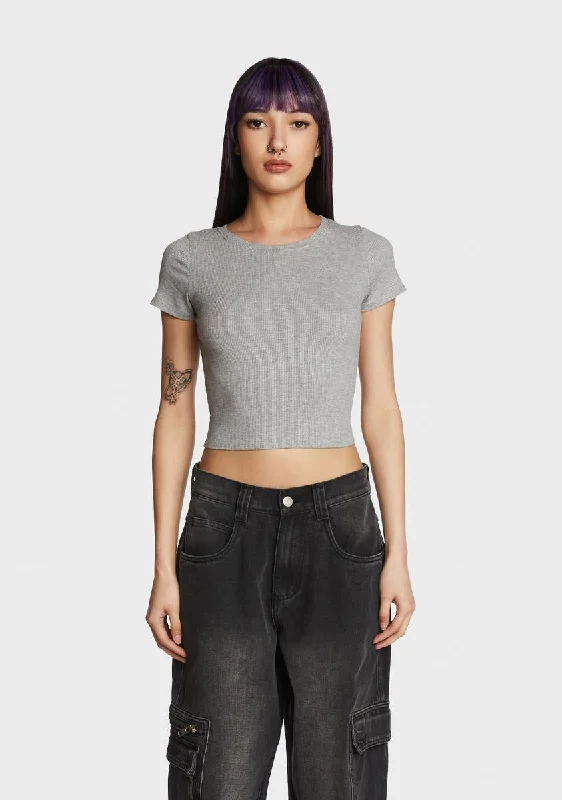 Latest Fashion Higher Status Crop Top - Gray