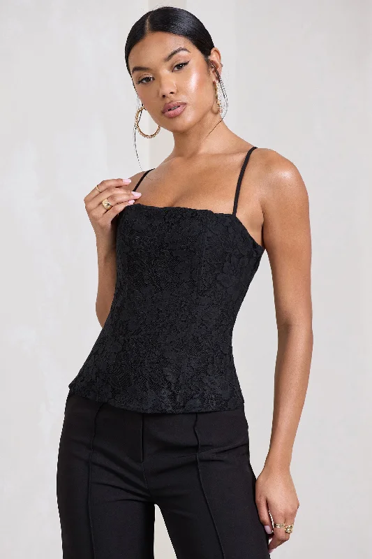 Casual Chic Last Look | Black Lace Strappy Corset Top