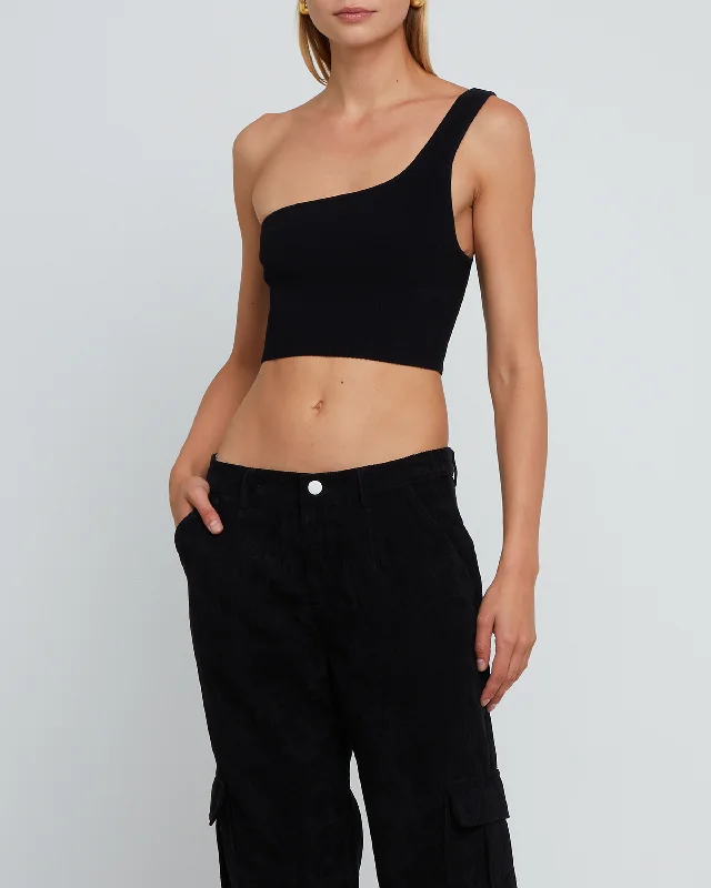 Attire Sale Sculpting Knit One-Shoulder Cropped Tank