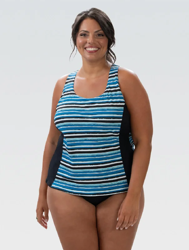 Trend Forward Threads For Her Dolfin Aquashape Harbor Print Twist Back Tankini Top