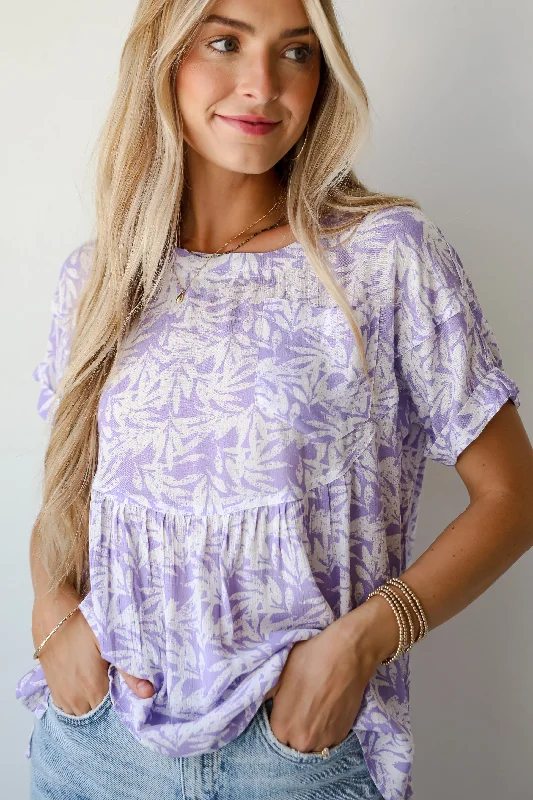 Limited Time Deal FINAL SALE - Positively Adorable Lavender Tropical Print Blouse