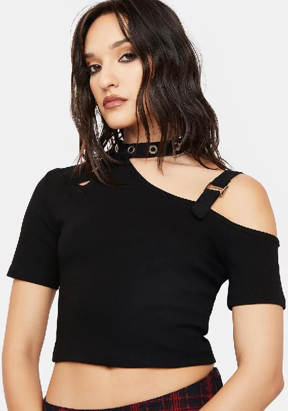 Mid - Week Surprise Punk Asymmetrical Cold Shoulder Top