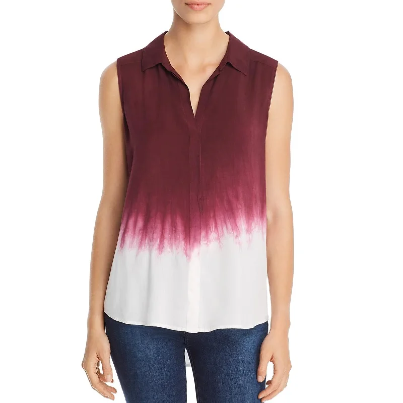 Chic Styles Womens Dip-Dye Sleeveless Button-Down Top