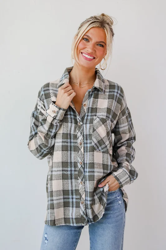 Hot Styles FINAL SALE - Autumn Energy Hunter Green Plaid Flannel