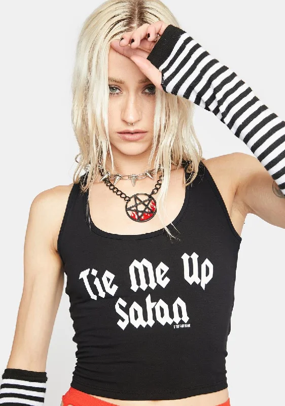 Chic Trend Collection Tie Me Up Satan Crop Top