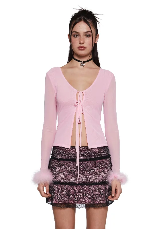 Unbeatable Deals Make It Merry Mesh Cardigan - Pink