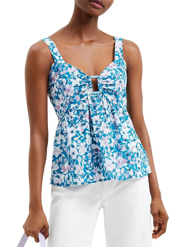 Chic Outfits Womens Sleeveless Cutout Peplum Top