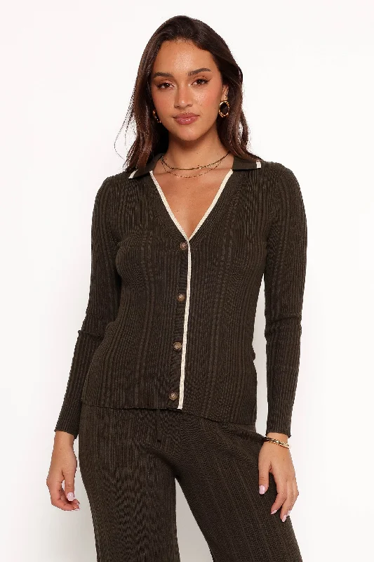 Feminine Soft - Hued Look Alondra Cardigan Knit Top - Olive