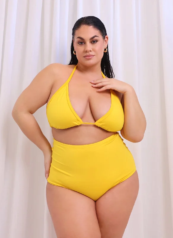 Fashion Forward Essential Triangle Swim Top - Yellow