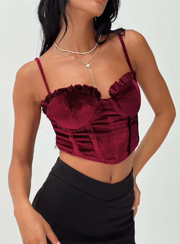 Fashion For Every Occasion Briddell Velvet Corset Top Red