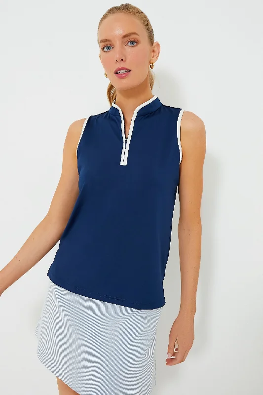 End of Season Sale Navy Sleeveless Connors Mock Neck