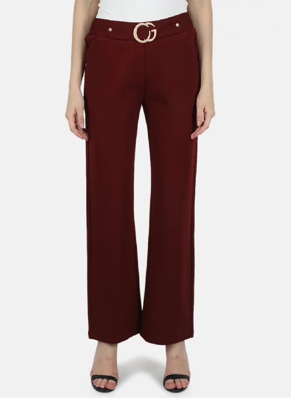 Today Only Women Maroon Plain Jegging