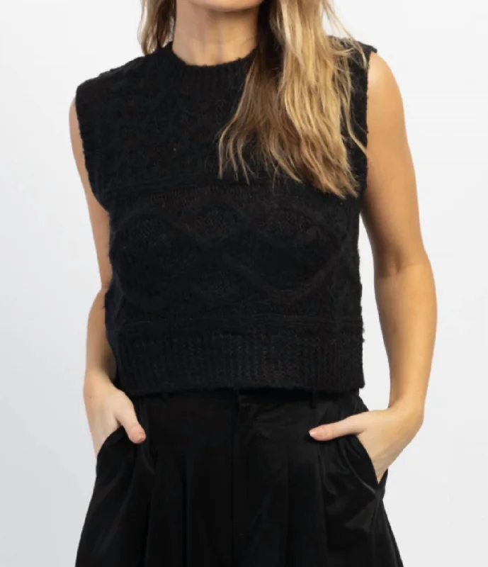 City Fashion Theo Textured Knit Tank In Black