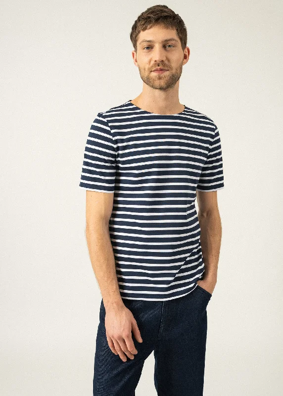 Boutique Styles Levant short sleeve striped sailor shirt - regular fit, in light cotton (MARINE/NEIGE)