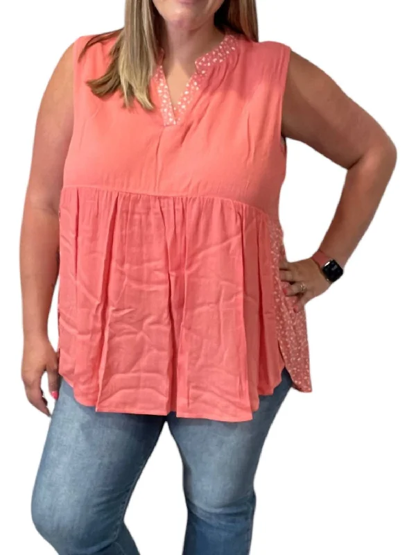 Chic & Cozy Collection Sleeveless Gabby Top In Coral