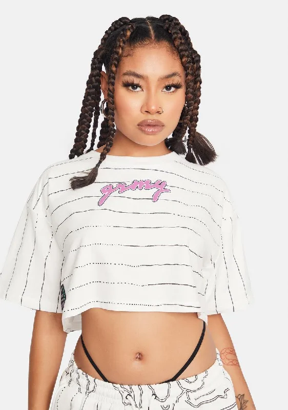 Fashion Forward, Function First White Striped Crop Tee