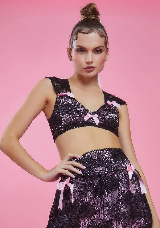 Summer Deals Grace In Lace Satin Bow Crop Top