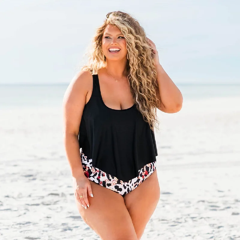 Stylish Looks Beach Sweetheart Swim Top, Black