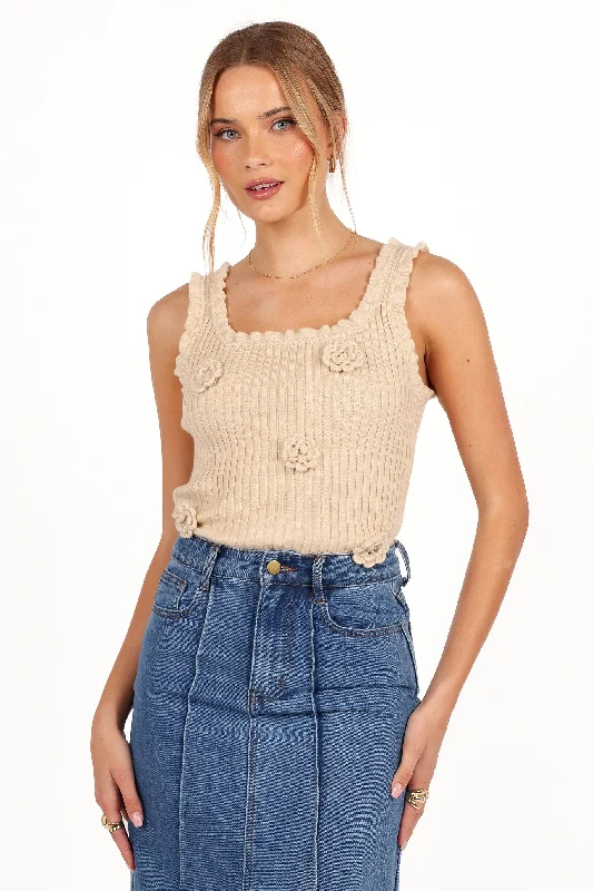 Chic Styles Erin Knit Top - Oatmeal