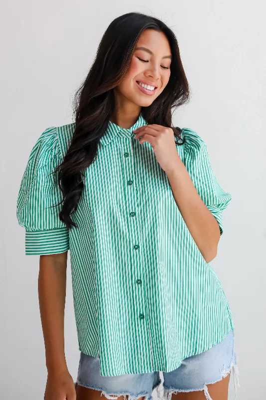 Vintage Fashion FINAL SALE - Authentic Sweetness Green Striped Blouse